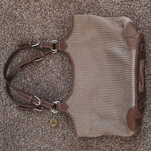 The Sak Handbags - The Sak brown and beige crochet knit hand bag